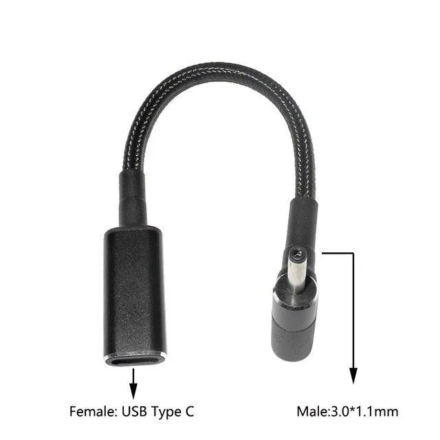 100W USB Type C PD to DC Power Jack: For Dell, HP, Lenovo, Asus, Sony, USB C to Universal Laptop Adapter