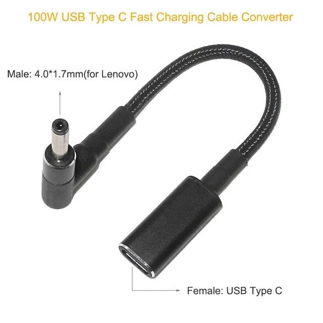 100W USB Type C PD to DC Power Jack: For Dell, HP, Lenovo, Asus, Sony, USB C to Universal Laptop Adapter