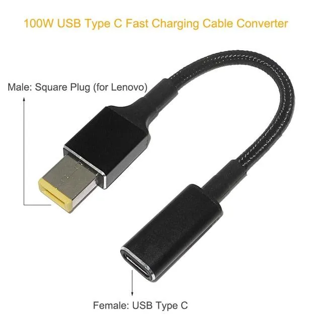 100W USB Type C PD to DC Power Jack: For Dell, HP, Lenovo, Asus, Sony, USB C to Universal Laptop Adapter