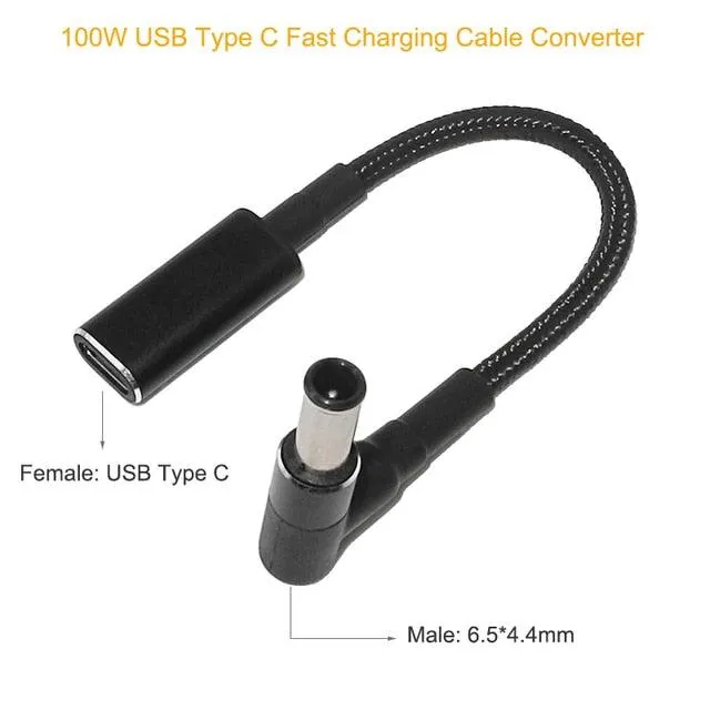 100W USB Type C PD to DC Power Jack: For Dell, HP, Lenovo, Asus, Sony, USB C to Universal Laptop Adapter