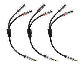 1010Music 15cm 3.5 mm Male to Female Stereo Breakout Cable - 3 Pack