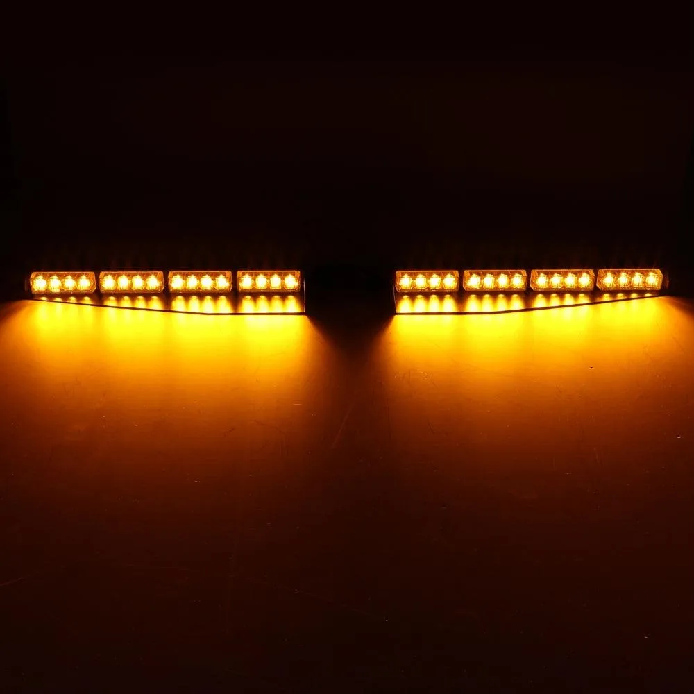 17 Inch Dual Visor Amber Strobe Light Bar 20 Flashing Patterns with Controller Switch Panel for Vehicles Trucks SUV ATV Car