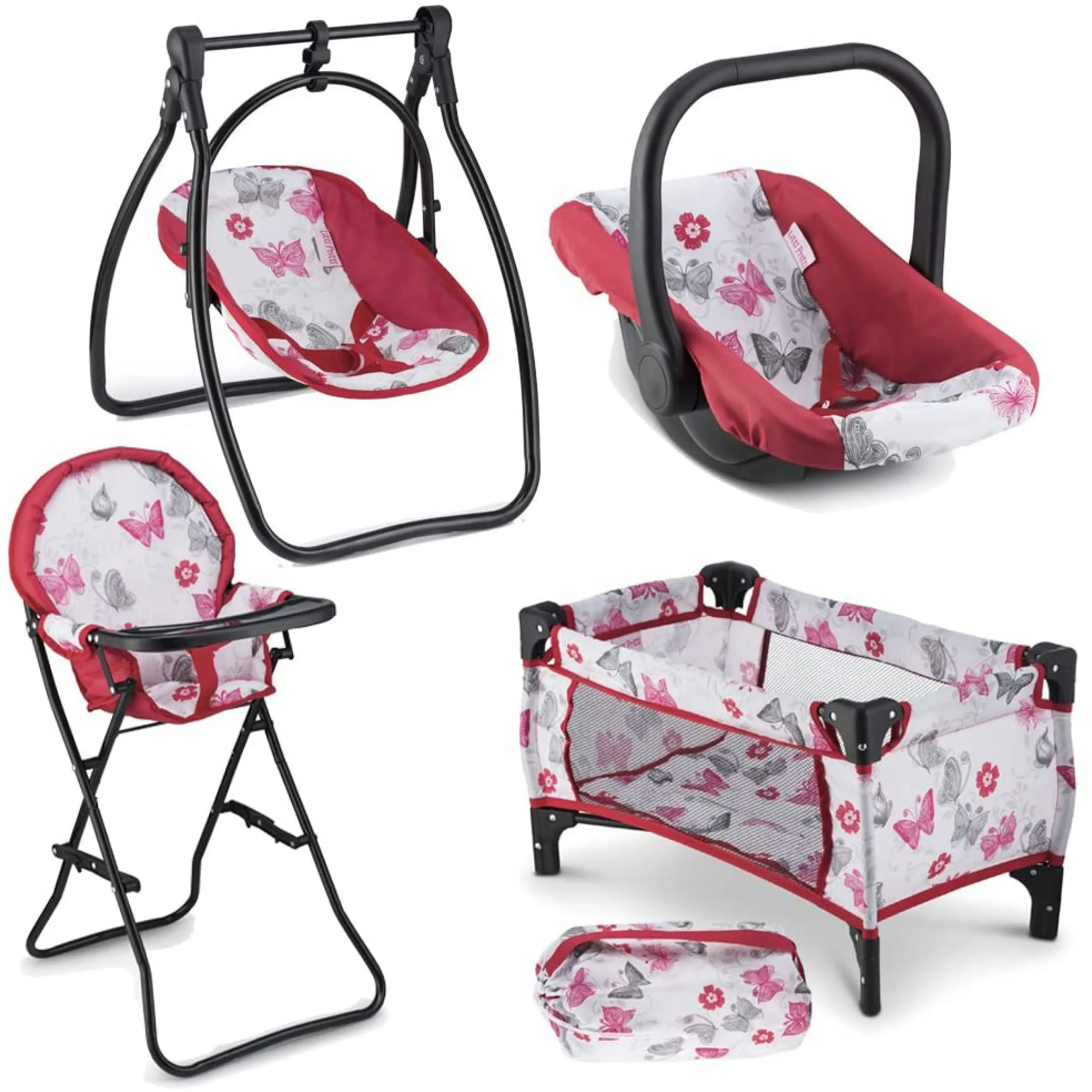 18-Inch Baby Doll Nursery Playset - Swing, High Chair, Pack-N-Play