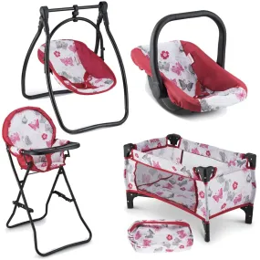 18-Inch Baby Doll Nursery Playset - Swing, High Chair, Pack-N-Play