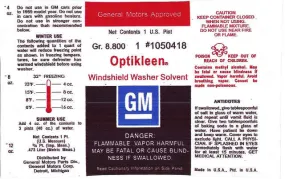 1955-68 Optikleen Windshield Washer Solvent Bottle Decal