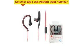 2 for $20!! Motorola Water/Sweat Resistant Sport Earbuds - Ships Quick!