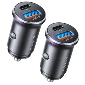 2-Pack Lisen Mini Metal Type-C Car Charger