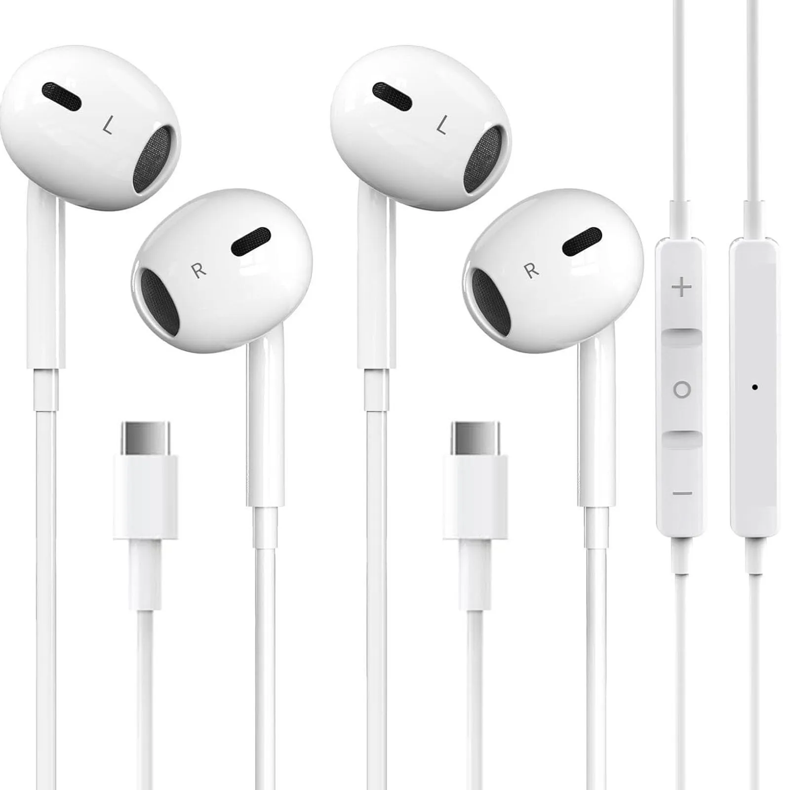 2 Packs USB C Headphones for iPhone 15 Type C Earbuds Wired Earphones with Mic & Remote Control Noise Cancelling for iPhone 15 pro, iPad Pro, Galaxy S23/S22/S21/S20/Ultra Note 10/20, Pixel 7/6/6a/5/4