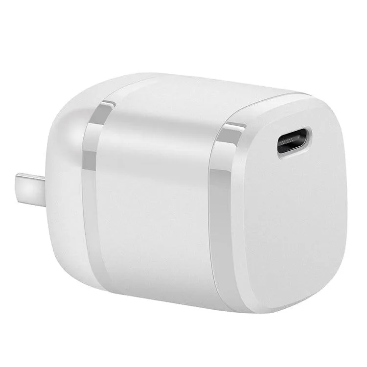 20W USB-C Travel Charger with Flame Retardant Design - Compact Wine Barrel Shape, US Plug