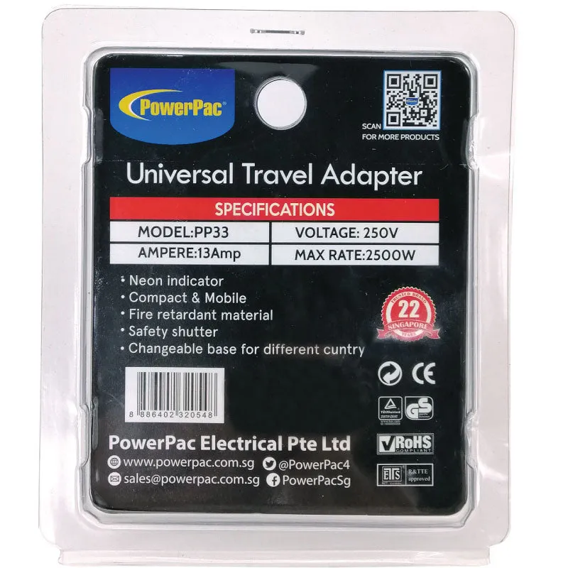 2X 3 Pin Multi Adapter, Universal Travel Adapter, 2 Pin Adapter (PP33)