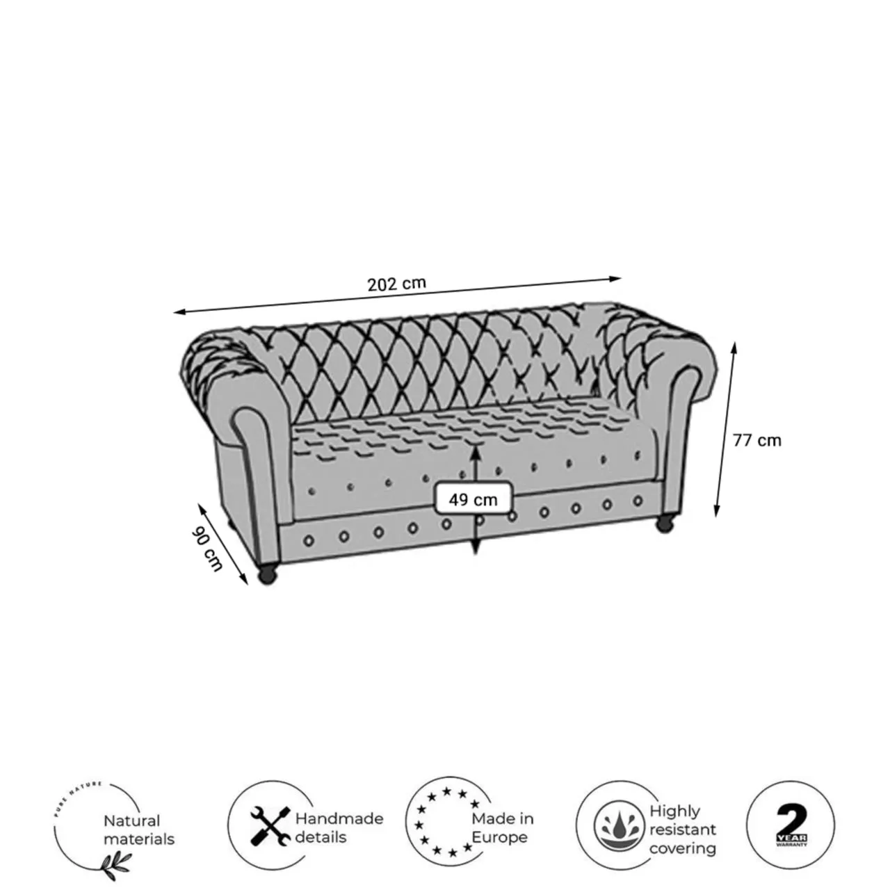 3 seater CHESTERFIELD