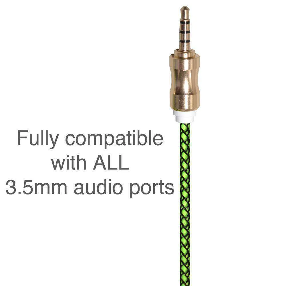 3ft. Audio AUX Cable Feet 3.5mm AUX Jack Tangled Free Braided Sleeve Jacket Stereo Auxiliary Aux Audio Stereo Cable - (pack of 2)