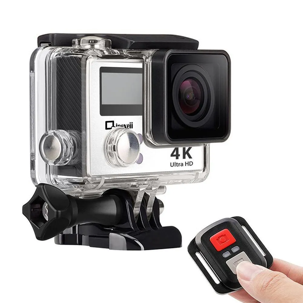 4k Wifi Sports Action Camera with Waterproof Case Double Screen Sensor 170° Wide Angle (Silver)