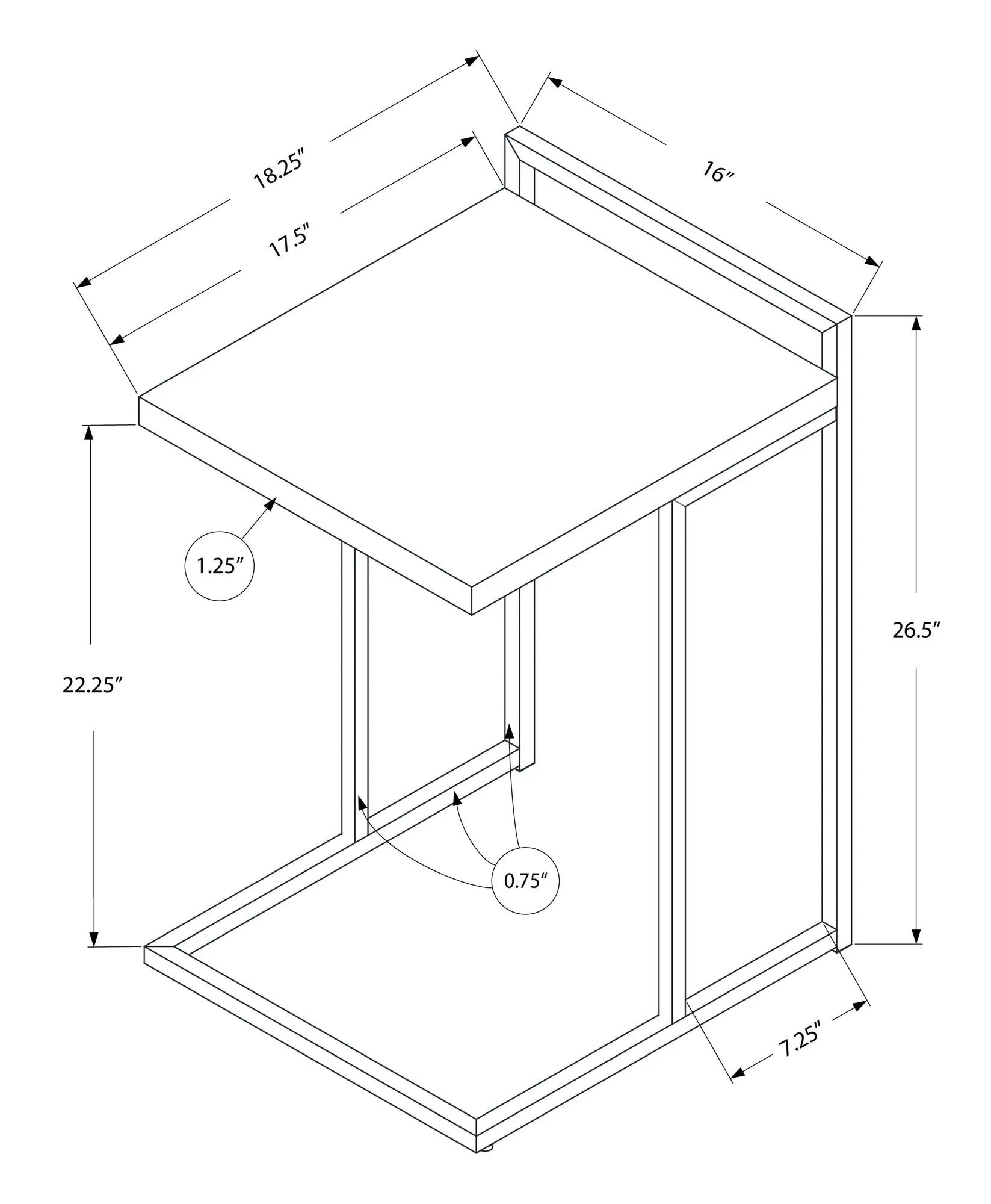 Accent Table - 25"H / Dark Taupe / Chrome Metal