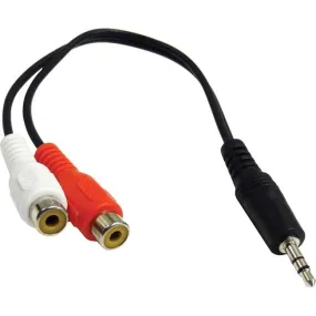 Accortec 6-inch 3.5mm Stereo to 2 x RCA Stereo Female Y-Cable MJMRCAF6-ACC