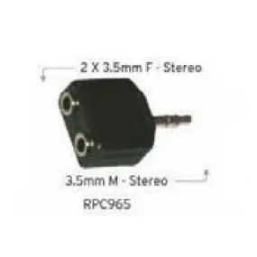 Adaptor 2x6.3mm Stereo Socket Female To 6.3mm Stereo Male