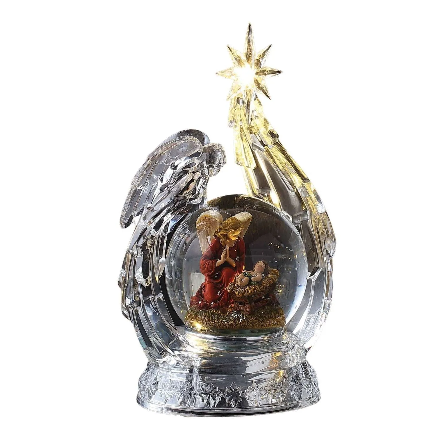 Angel Curled Nativity Waterglobe