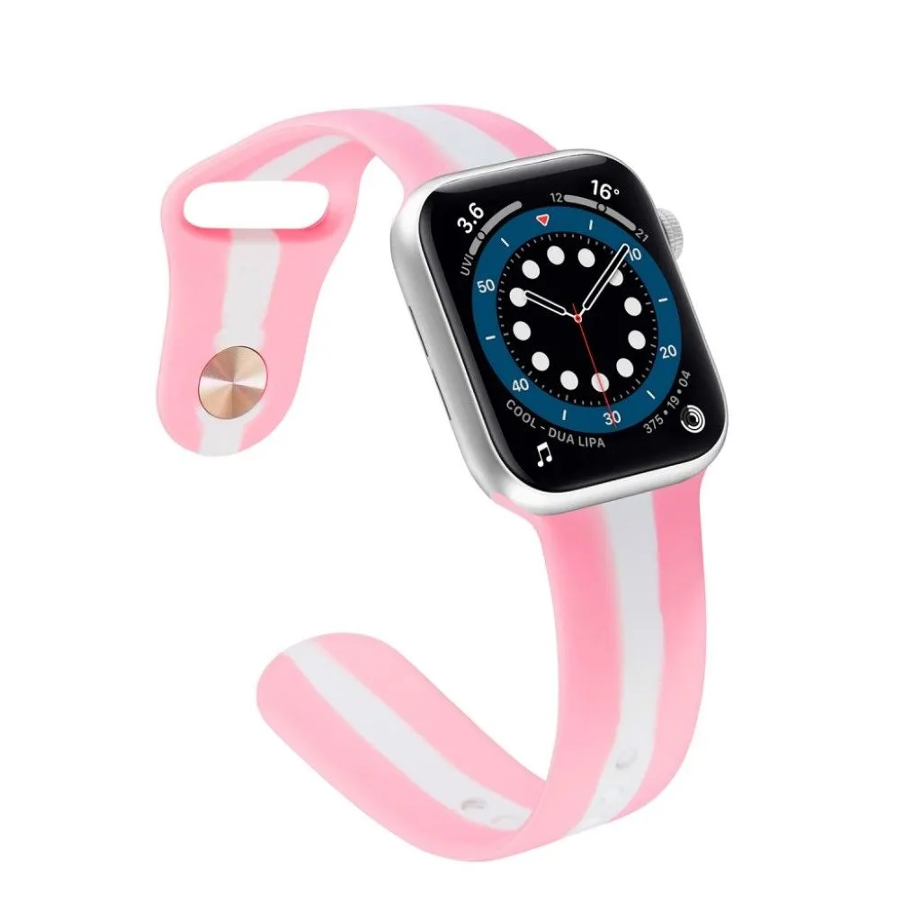 Apple Watch 42mm - 44mm color stripe silicone watch strap - Pink