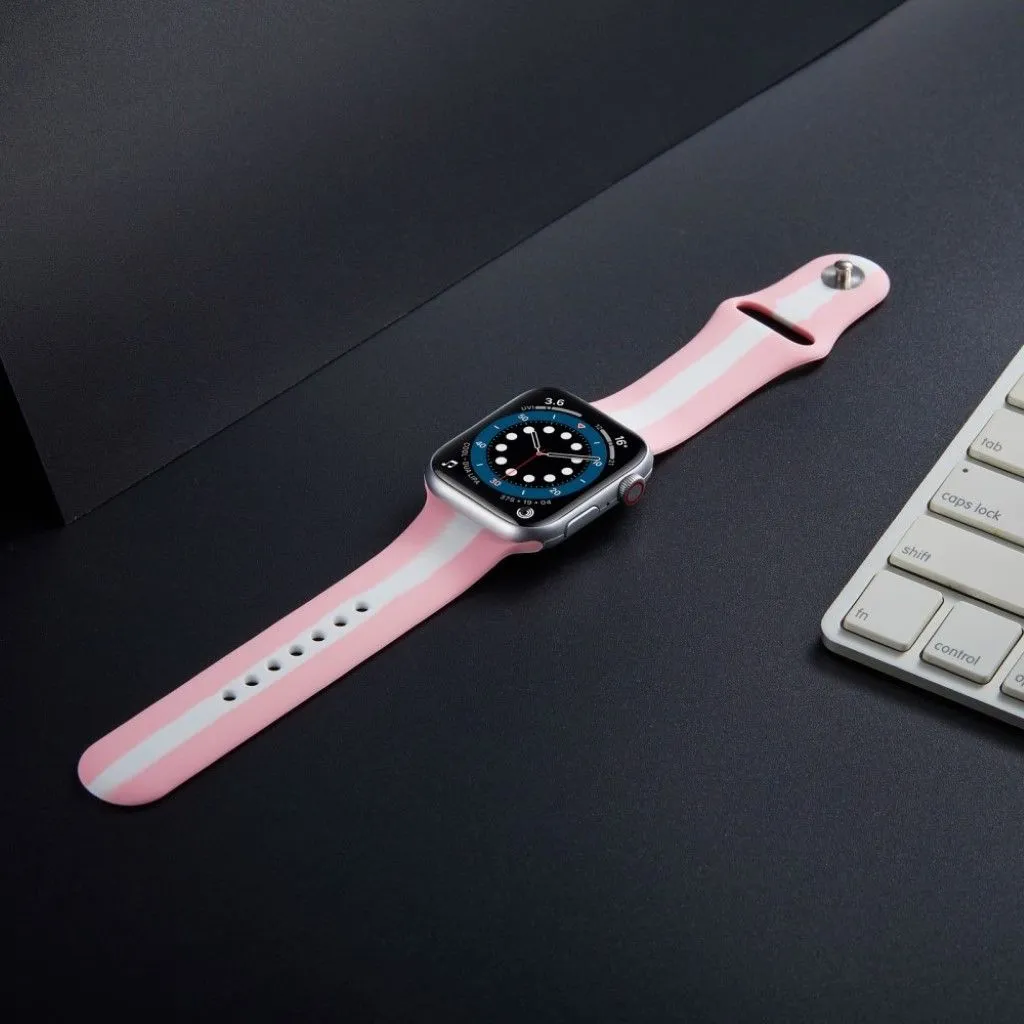 Apple Watch 42mm - 44mm color stripe silicone watch strap - Pink