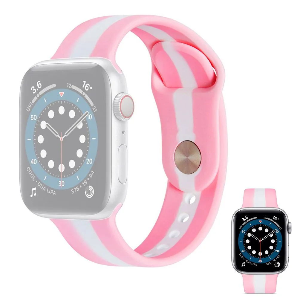 Apple Watch 42mm - 44mm color stripe silicone watch strap - Pink