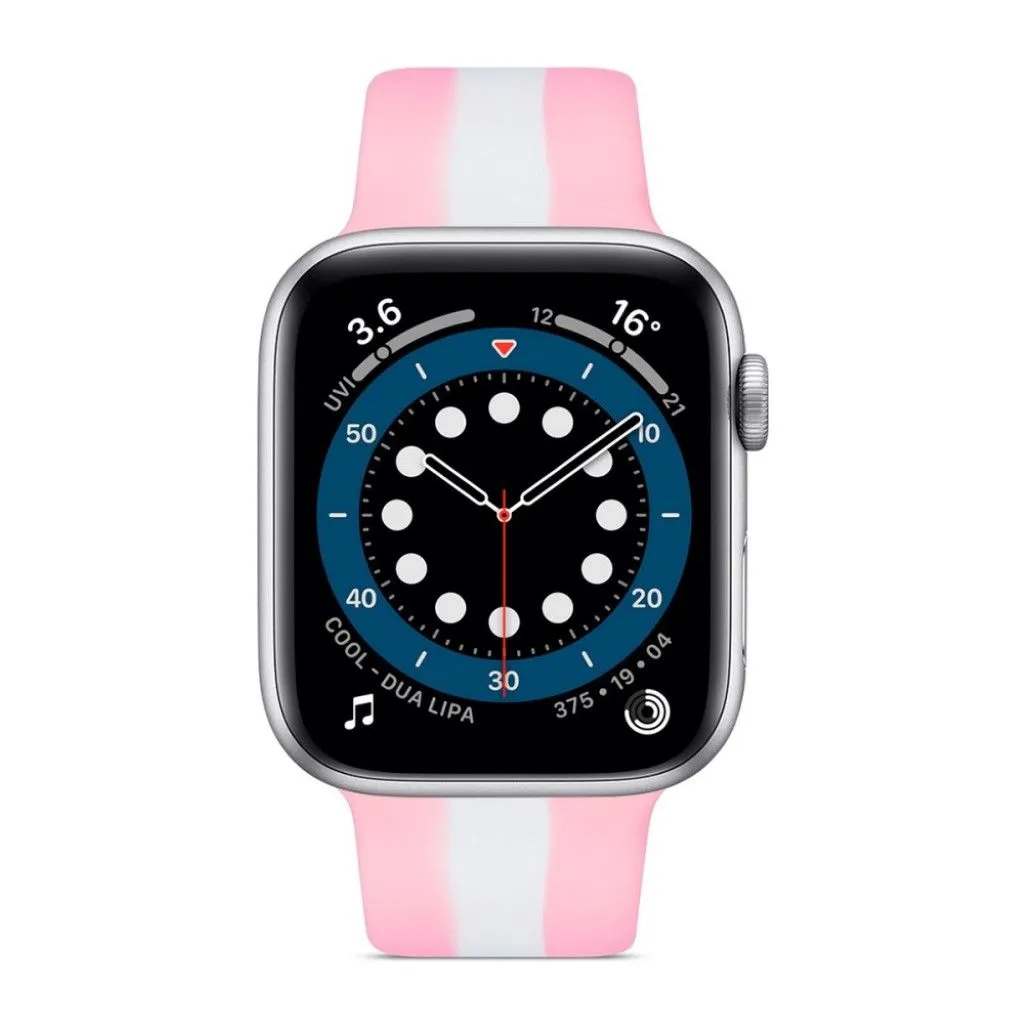 Apple Watch 42mm - 44mm color stripe silicone watch strap - Pink