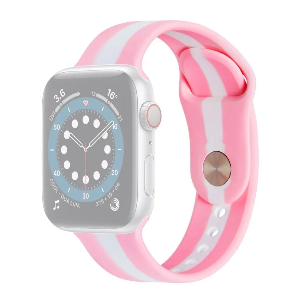 Apple Watch 42mm - 44mm color stripe silicone watch strap - Pink