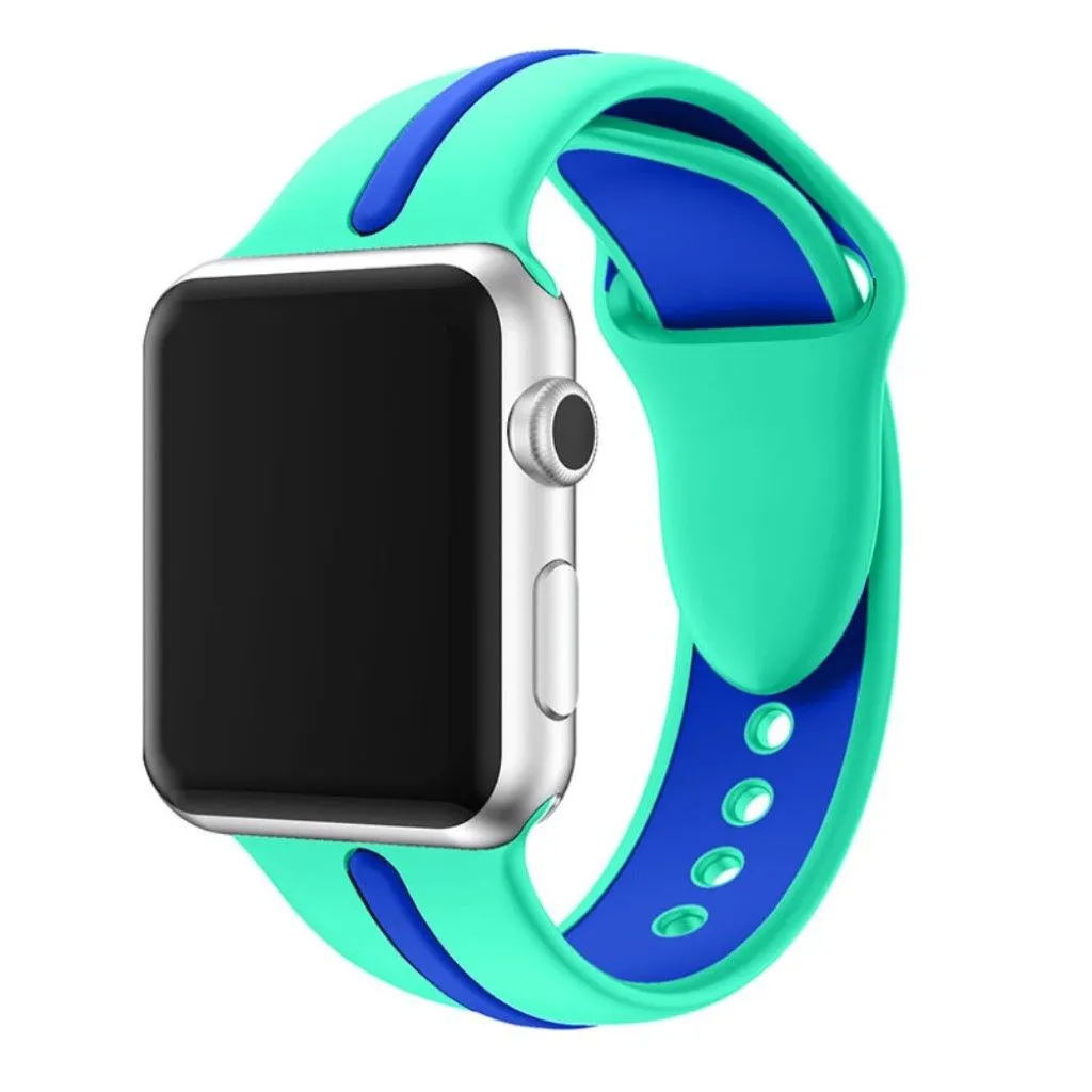 Apple Watch 42mm two-tone soft silicone watchband - Cyan   Blue