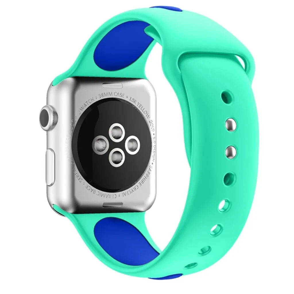 Apple Watch 42mm two-tone soft silicone watchband - Cyan   Blue