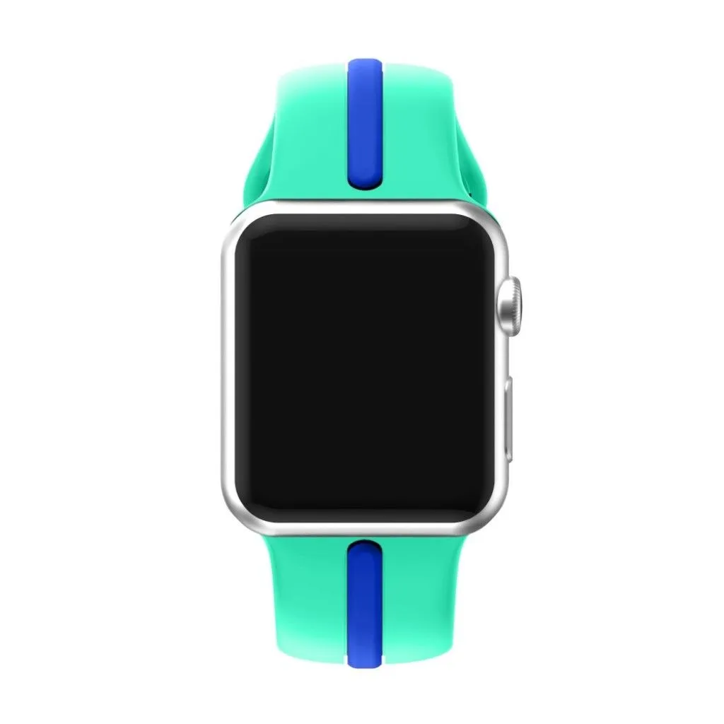 Apple Watch 42mm two-tone soft silicone watchband - Cyan   Blue