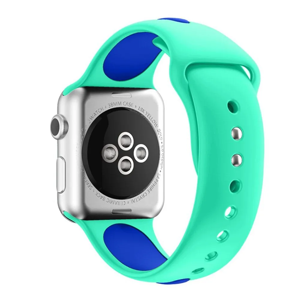 Apple Watch 42mm two-tone soft silicone watchband - Cyan   Blue