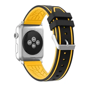 Apple Watch 44mm dual color silicone watch strap - Black / Yellow