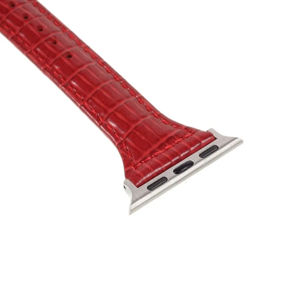 Apple Watch 44mm unique genuine leather watch strap - Red