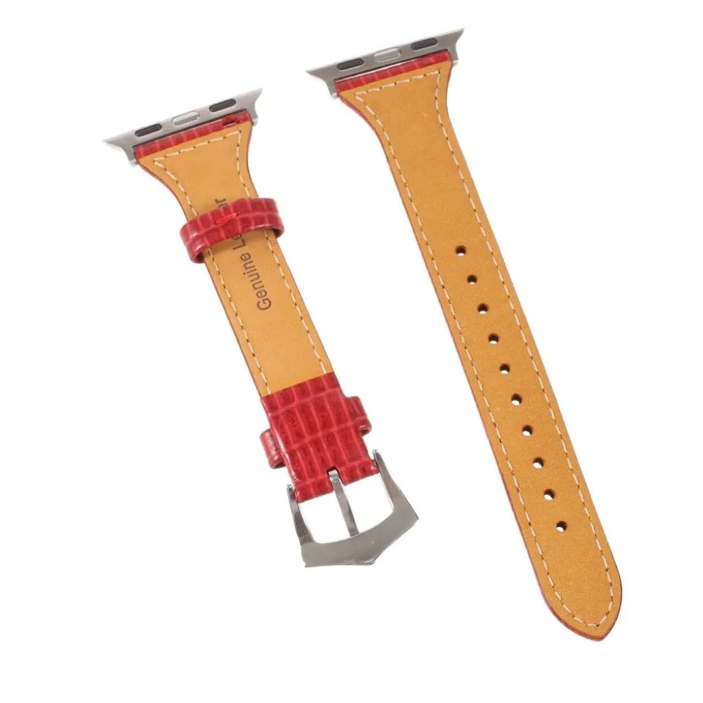 Apple Watch 44mm unique genuine leather watch strap - Red