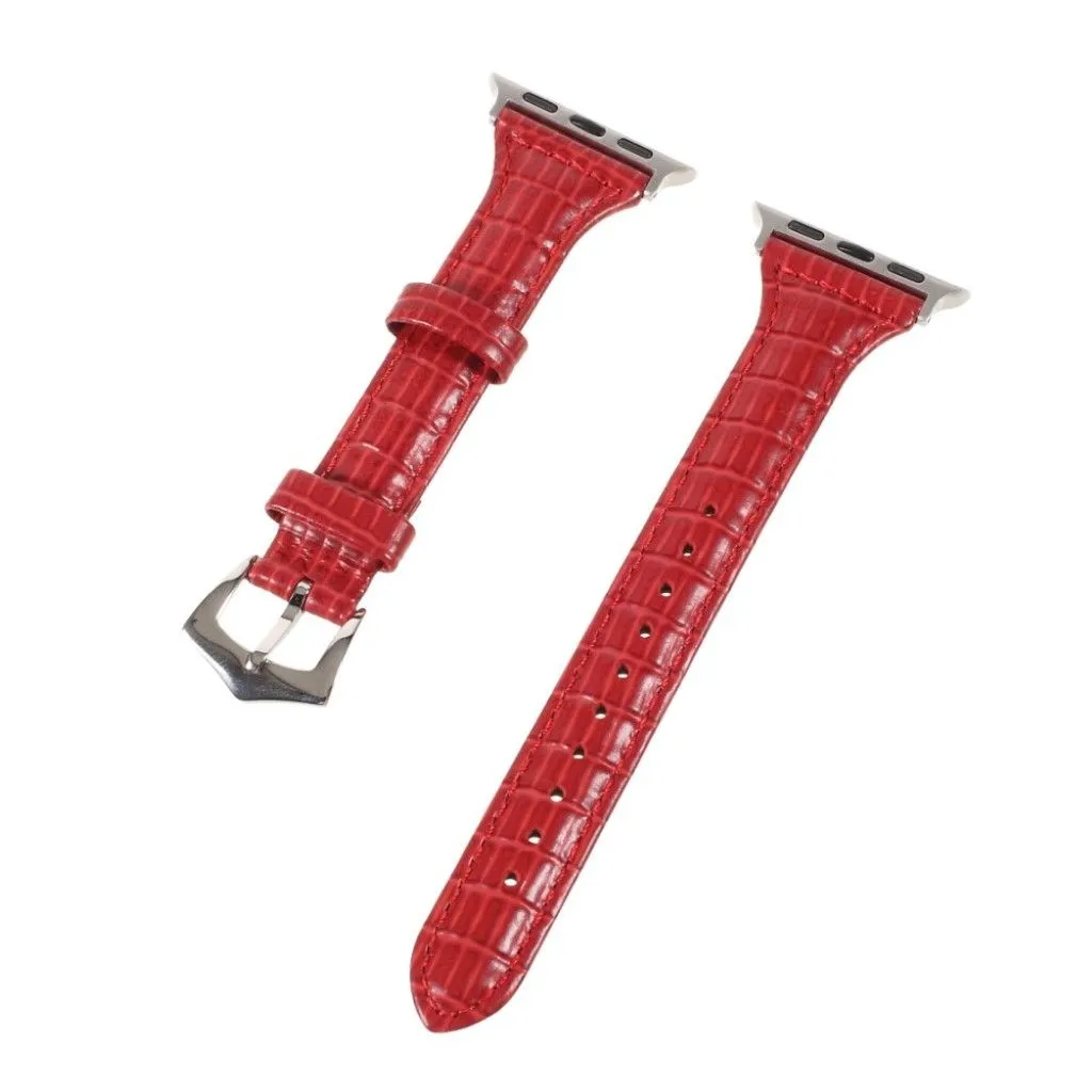 Apple Watch 44mm unique genuine leather watch strap - Red