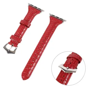 Apple Watch 44mm unique genuine leather watch strap - Red