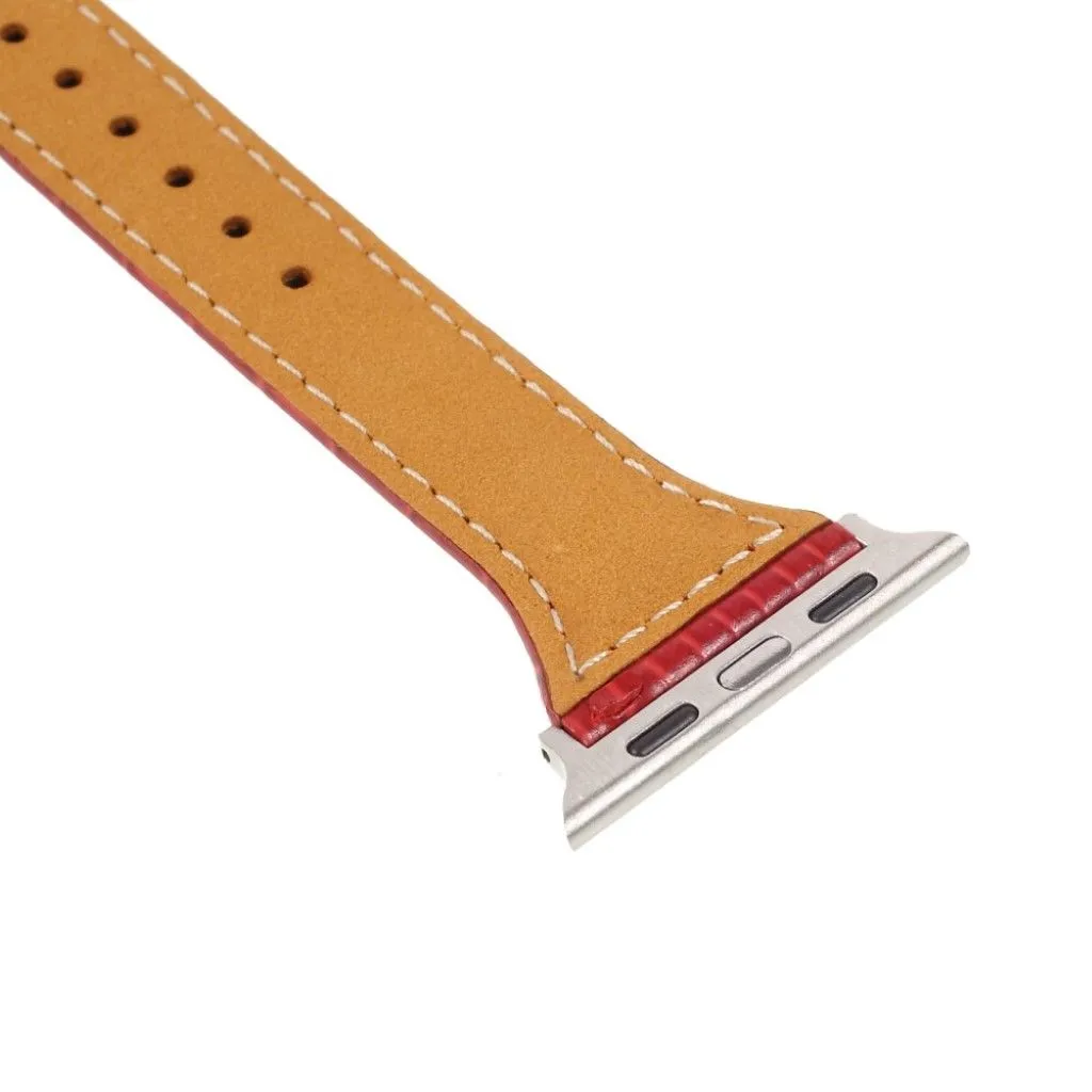 Apple Watch 44mm unique genuine leather watch strap - Red