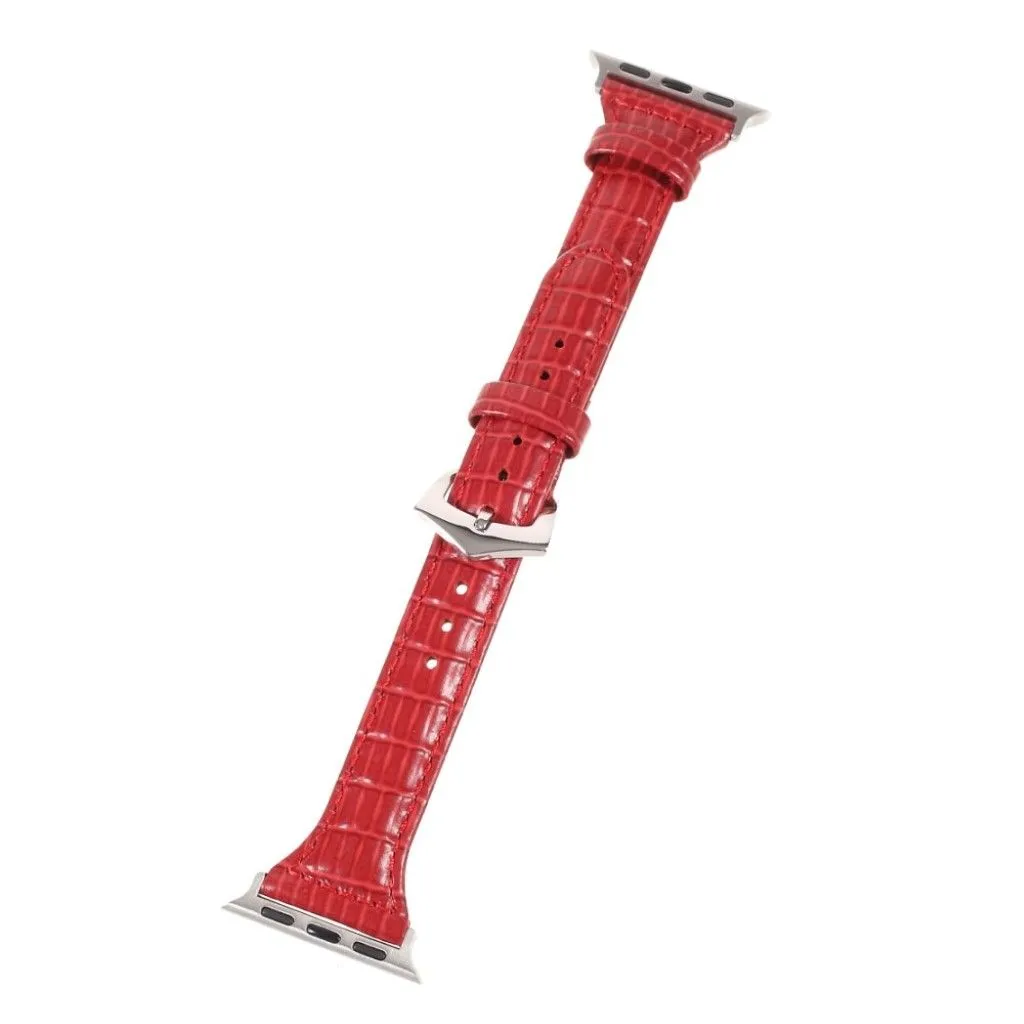 Apple Watch 44mm unique genuine leather watch strap - Red