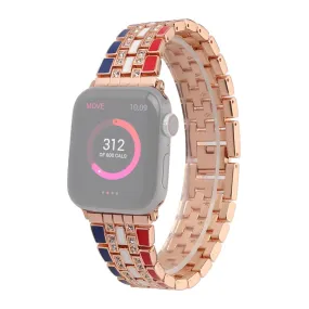 Apple Watch (45mm) rhinestone flag style watch strap - Red / Blue / Rose Gold