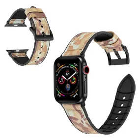 Apple Watch Series 6 / 5 44mm silicone   leather coated watch band - Camouflage Brown