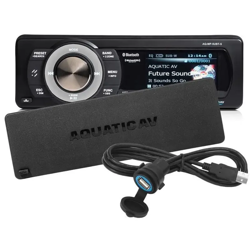 Aquatic Av AQ-MP-5UBT-S Marine Stereo & NK2-116W 6.5" 2-Way Coaxial Marine Speakers (2 pair)