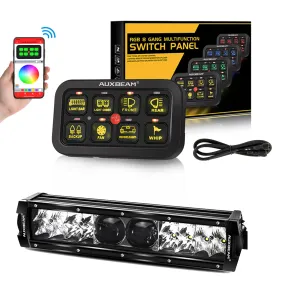 AR-800 RGB Switch Panel with APP 12 Inch 5D-PRO LED Light Bar, Toggle/ Momentary/ Pulsed Mode Supported