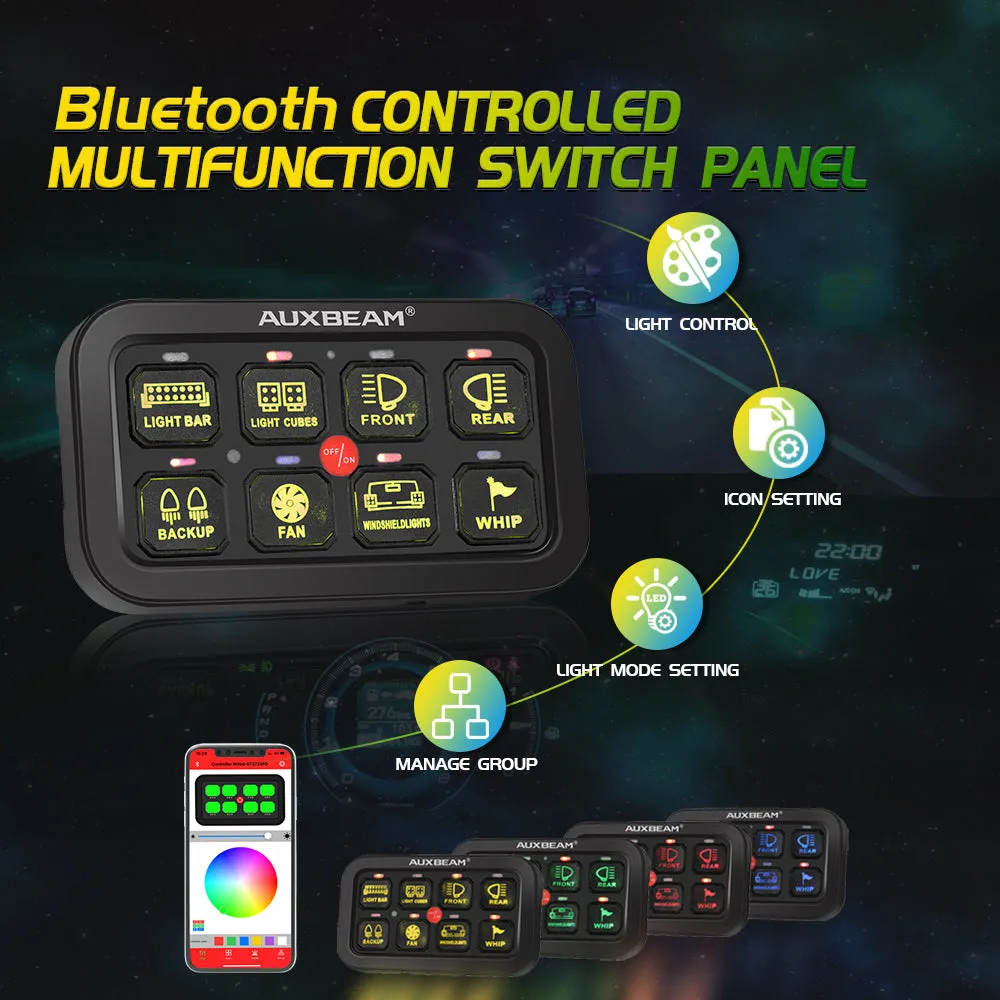 AR-800 RGB Switch Panel with APP 12 Inch 5D-PRO LED Light Bar, Toggle/ Momentary/ Pulsed Mode Supported