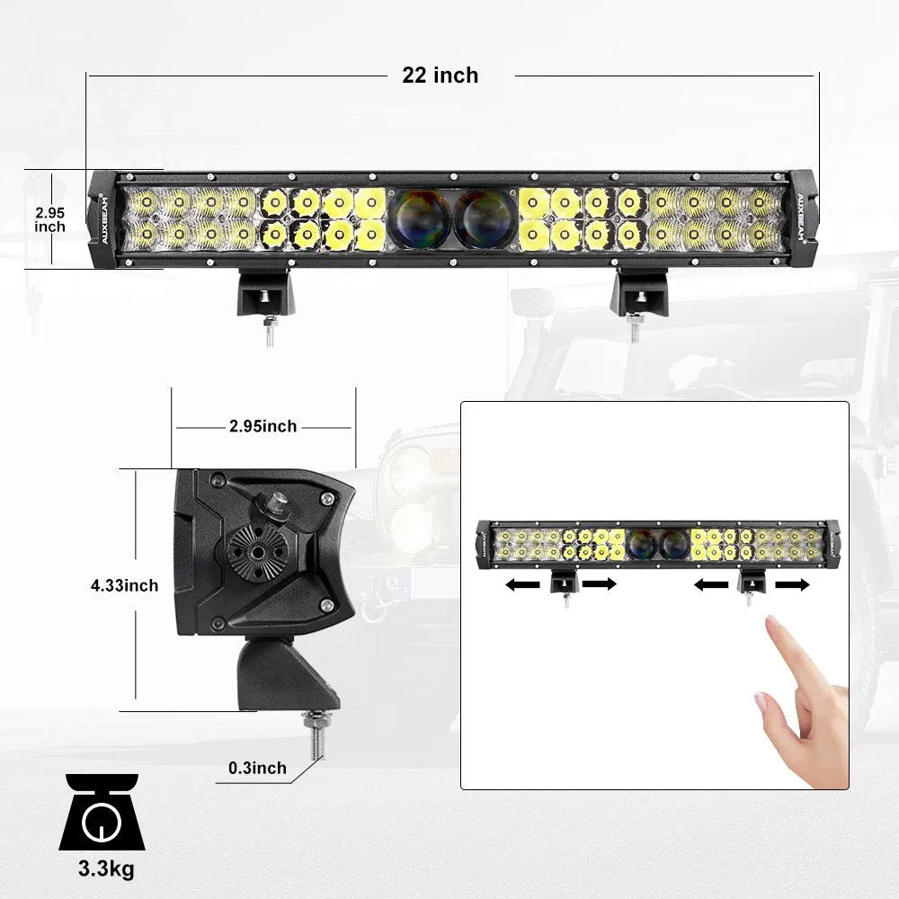 AR-800 RGB Switch Panel with APP 22 Inch 5D-PRO LED Light Bar, Toggle/ Momentary/ Pulsed Mode Supported