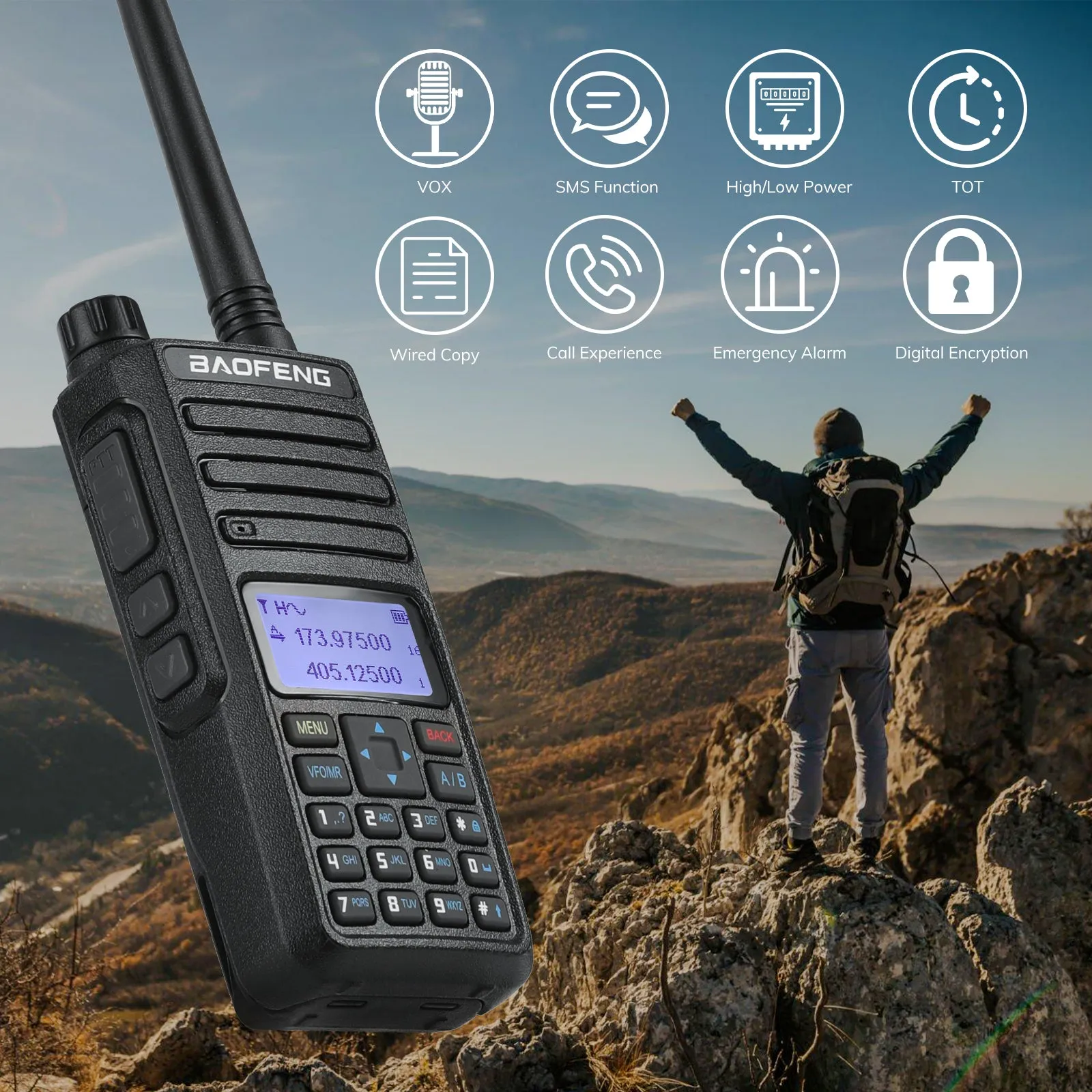 Baofeng DR-1801UV DMR Radio | 5W/1W | Analog & Digital | VHF & UHF | VFO | SMS | Dual Time Slot [DISCONTINUED]