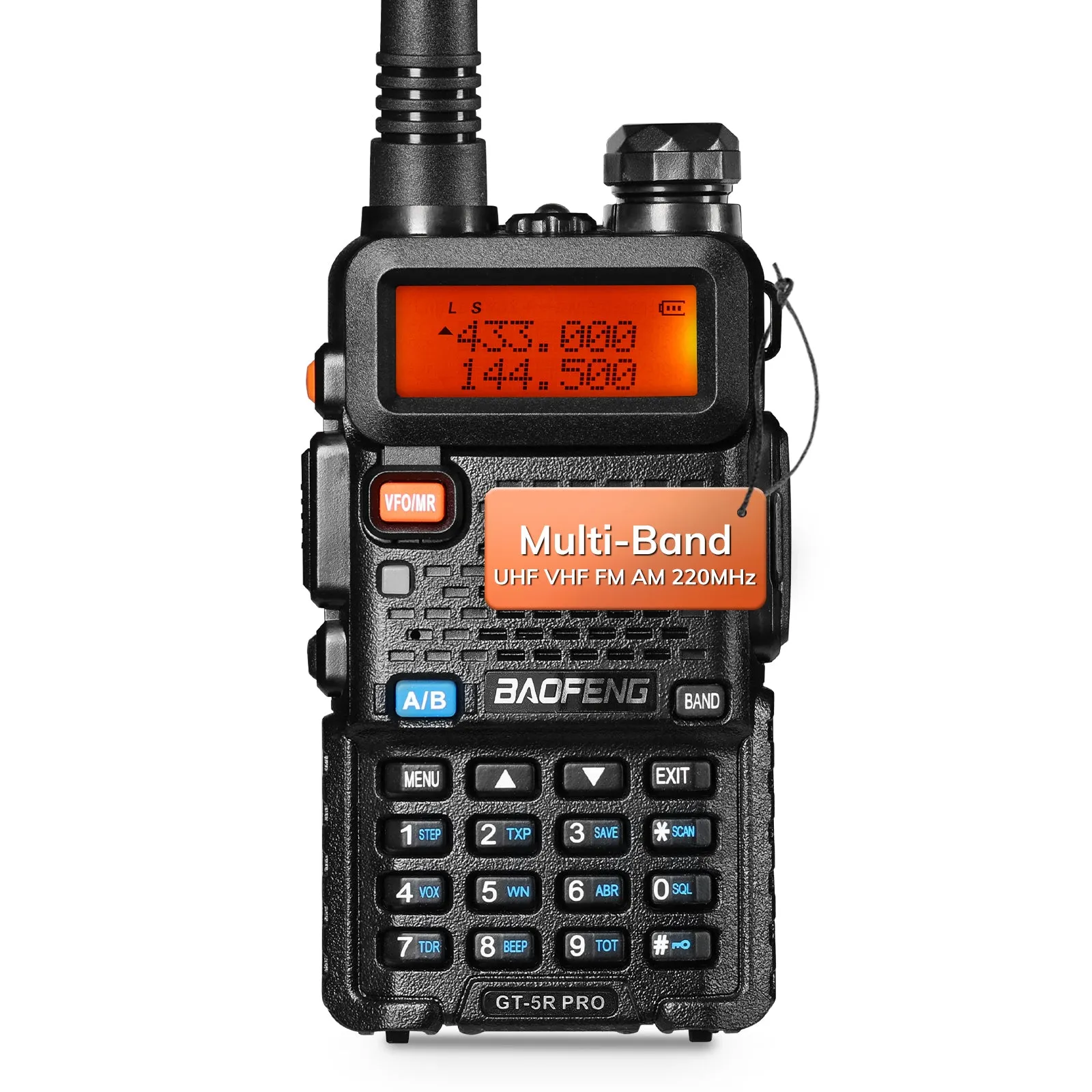 Baofeng GT-5R Pro Ham Radio | 5W | Dual Band  | UHF/VHF/FM/Airband/NOAA Receiver | 128 CH | 1800mAh Battery | Supports CHIRP