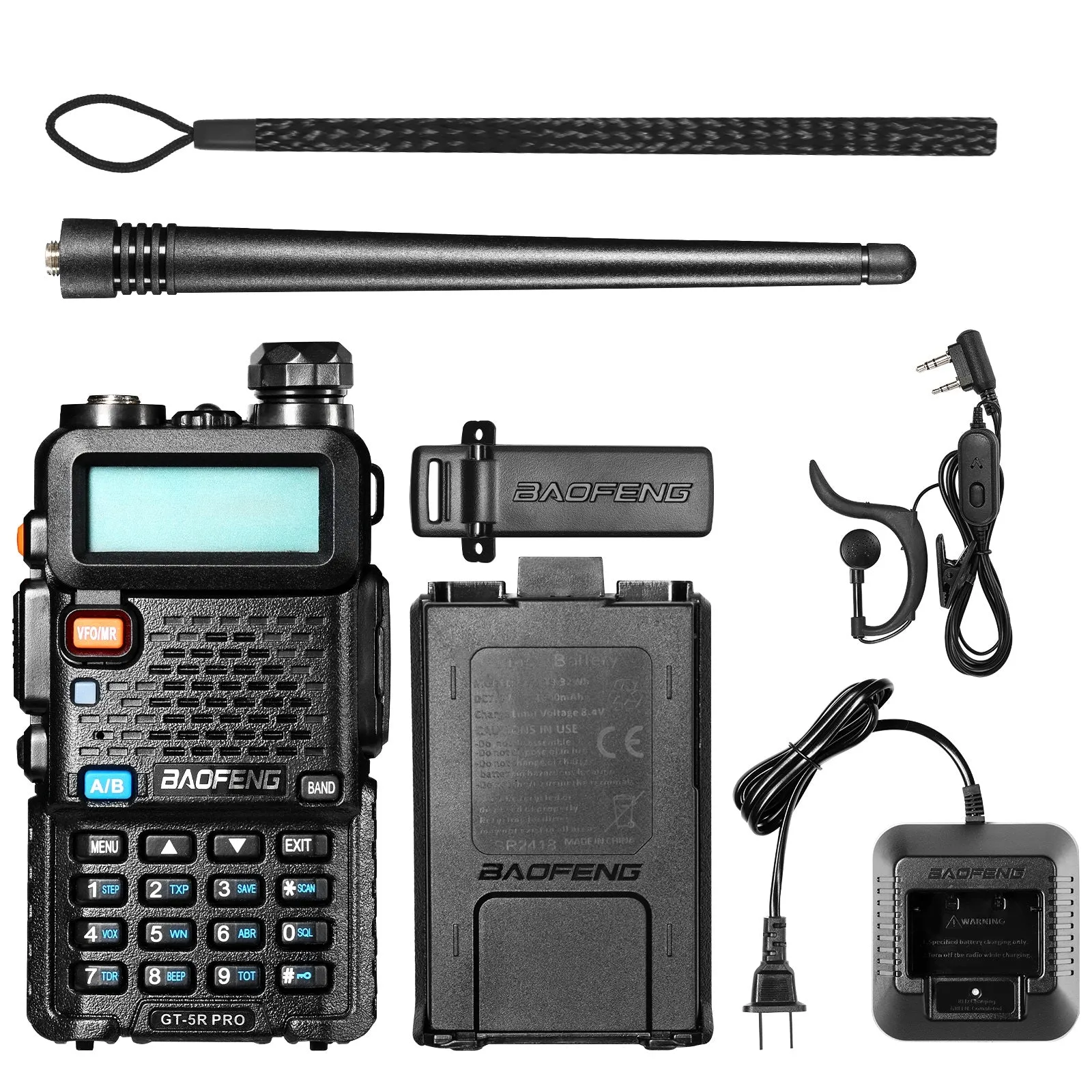 Baofeng GT-5R Pro Ham Radio | 5W | Dual Band  | UHF/VHF/FM/Airband/NOAA Receiver | 128 CH | 1800mAh Battery | Supports CHIRP