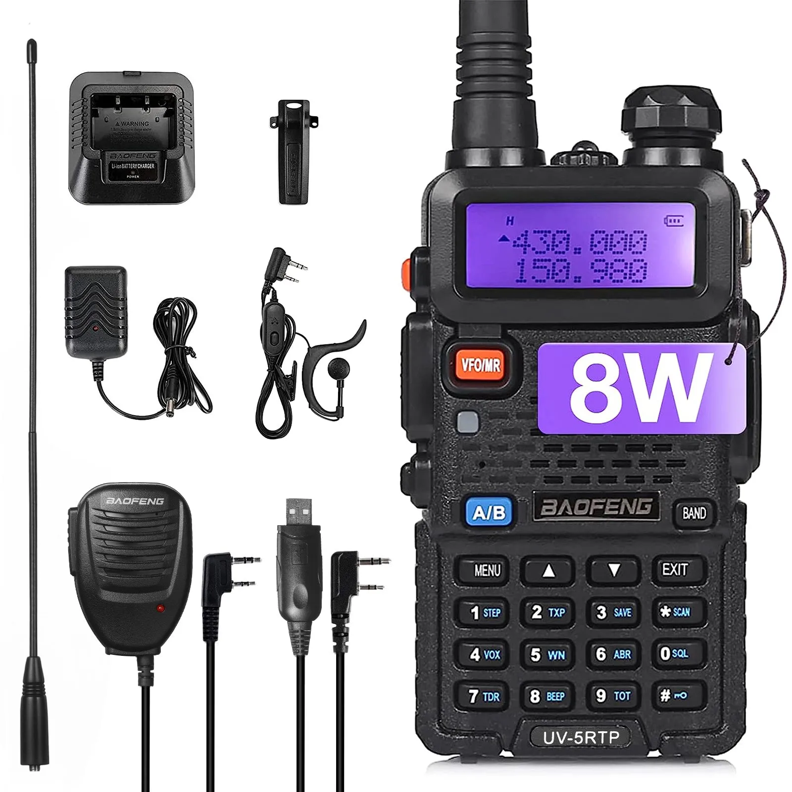 Baofeng UV-5RTP | Dual Band | 8W/4W/1W | Tri-power Two Way Radio