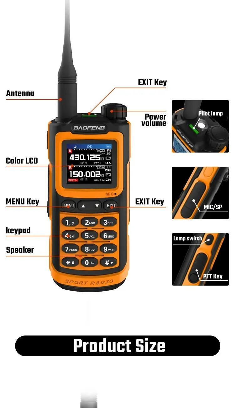 Baofeng UV-G30 Pro V2 Walkie Talkie 10W Type C Charging Dual/Tri Band Optional NOAA 1.77 Inch LCD Screen FM Waterproof UV17 16