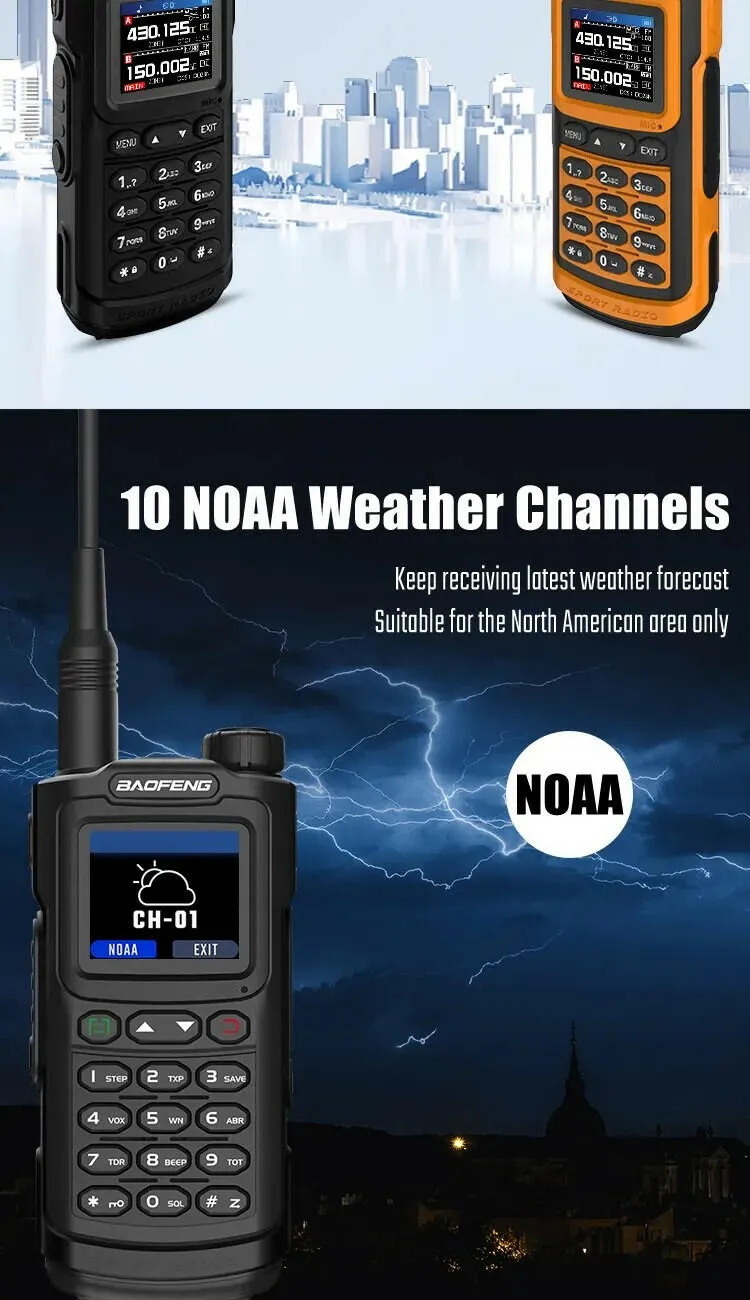 Baofeng UV-G30 Pro V2 Walkie Talkie 10W Type C Charging Dual/Tri Band Optional NOAA 1.77 Inch LCD Screen FM Waterproof UV17 16