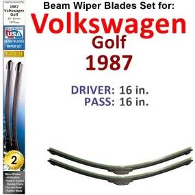 Beam Wiper Blades for 1987 Volkswagen Golf GT (Set of 2)